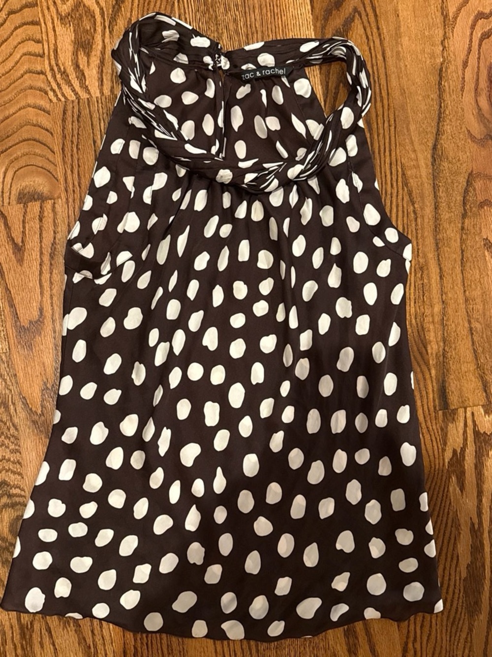 Zac & Rachel Brown and White Polka Dot Halter Top